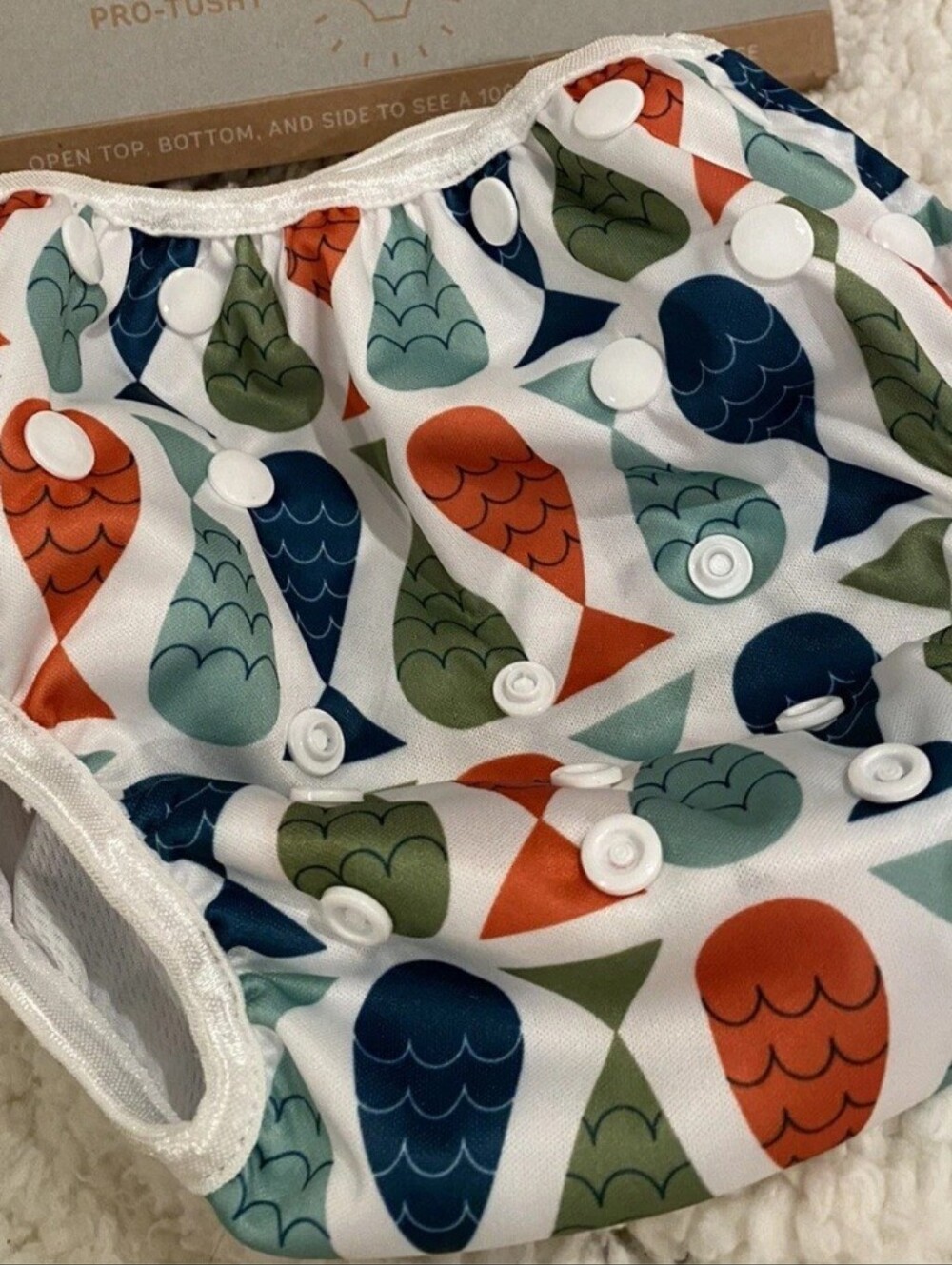 Beau & Belle Swim Diaper Cover in Multicolor Fish Print 0-36 Months